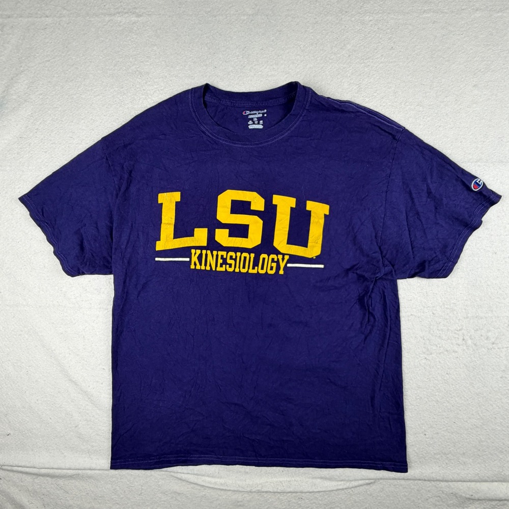 Champion LSU Kinesiology T Shirt Mens XL Purple Gold Louisiana State University